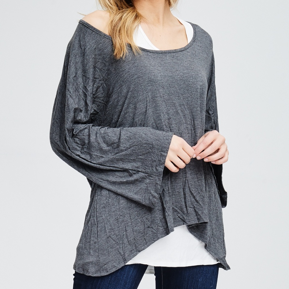 CHARCOAL & IVORY LAYERED TOP